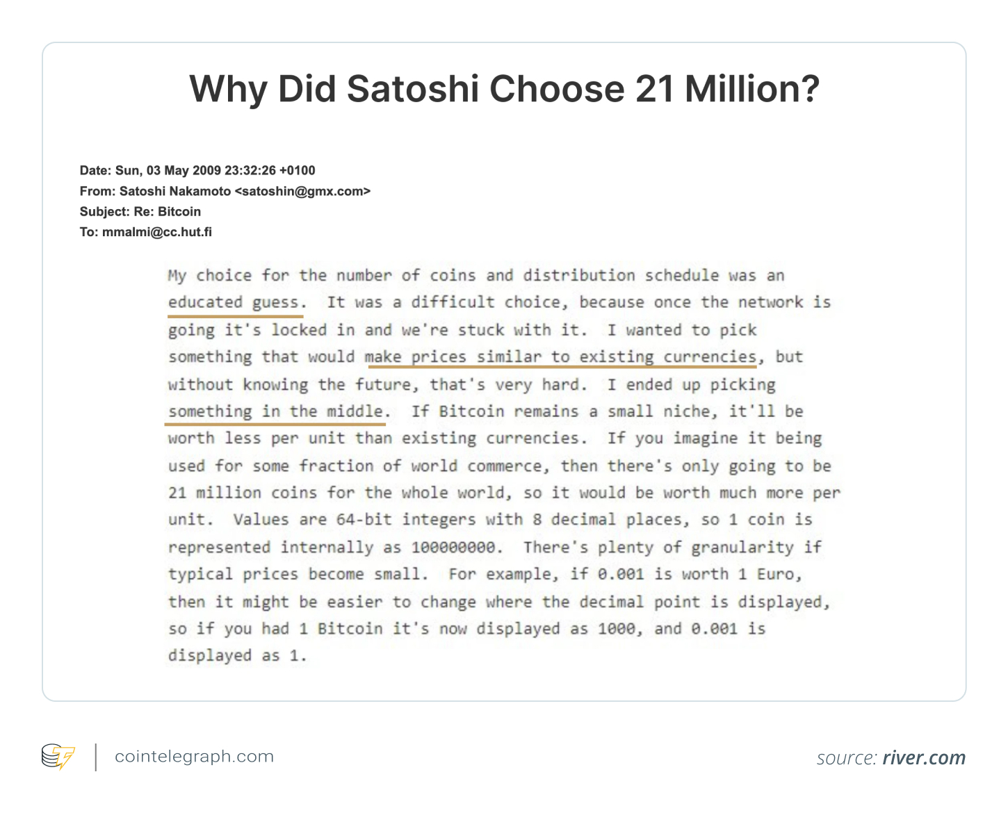 Why did Satoshi chose 21 million