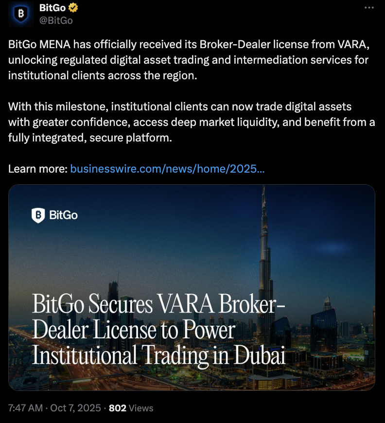 Cryptocurrencies, BitGo, Dubai, Trading