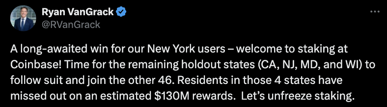 Coinbase, New York, Cryptocurrency Exchange, Staking